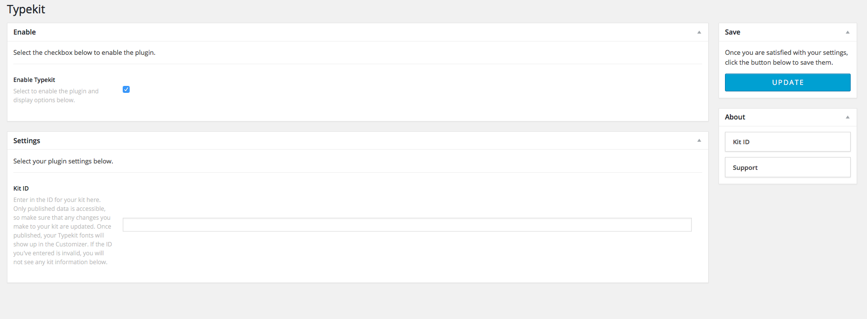 Typekit settings