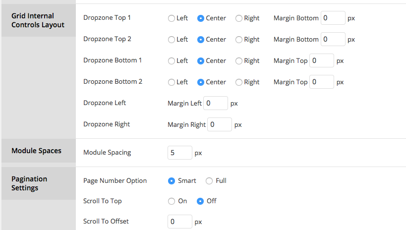 Grid layout controls