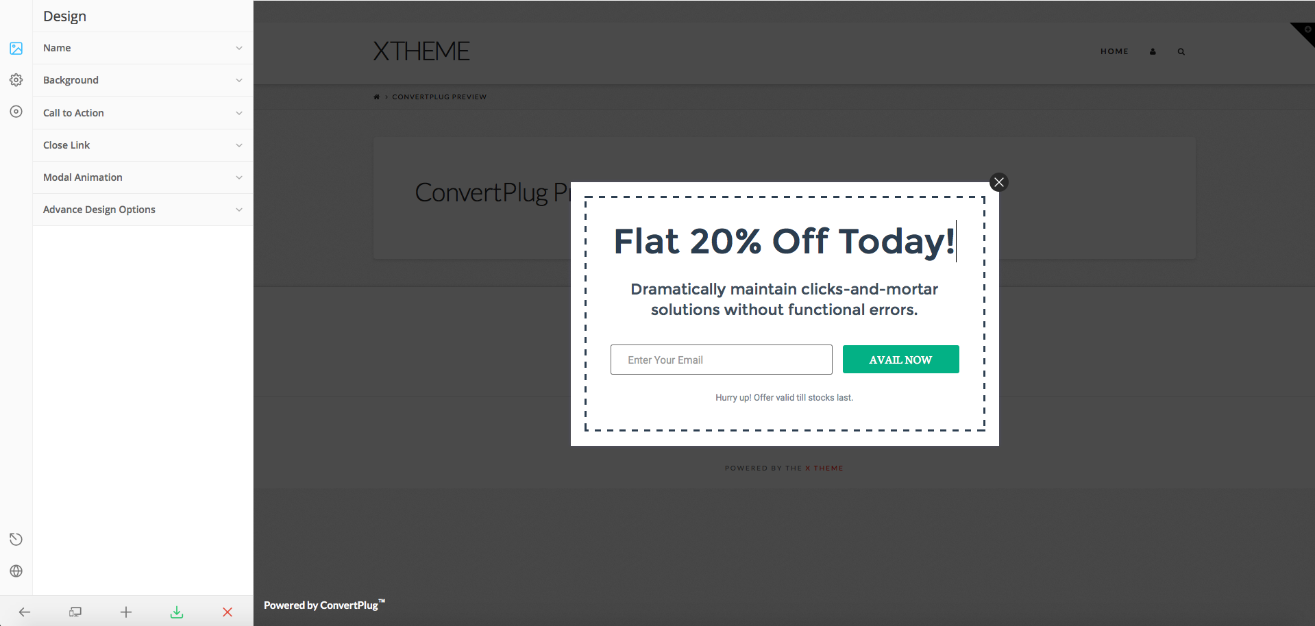 Design the modal