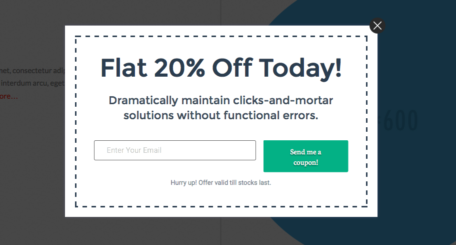 Modal Popup showing