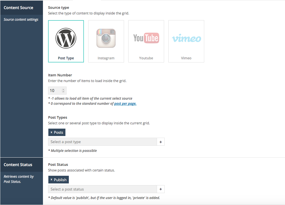 Source settings