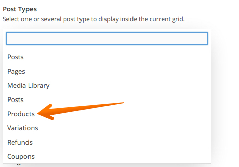 Select the Product Post type