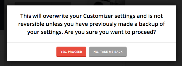 Customizer Overwrite acknowledge
