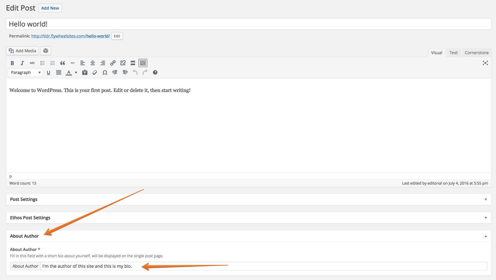 Field displaying after content