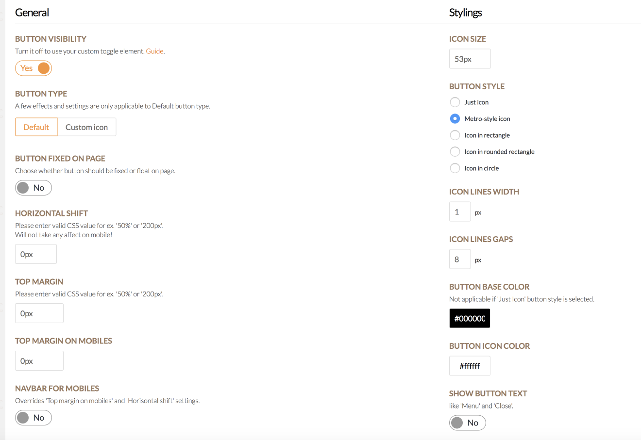 Button Options