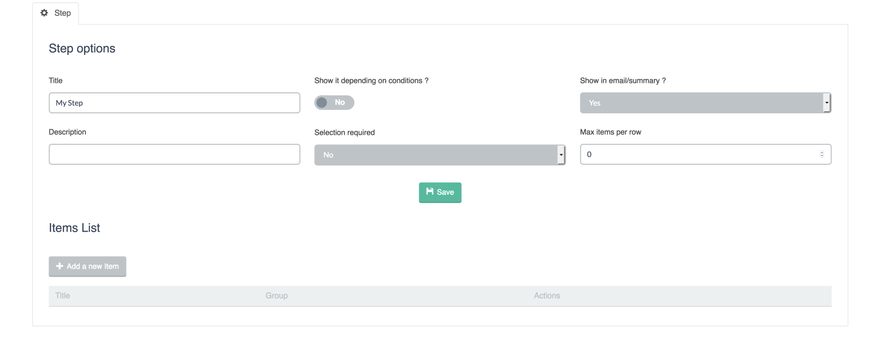 Manage Step Options