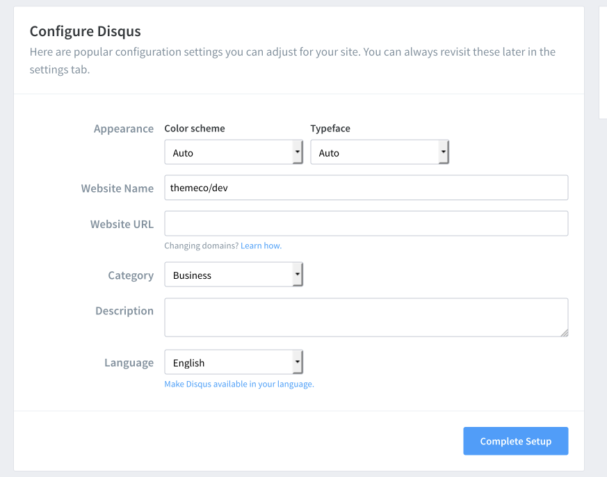 Disqus Color and Typography configuration