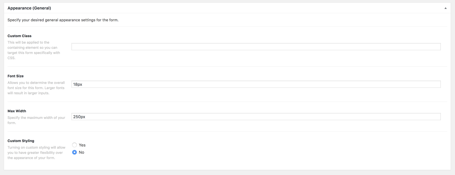 Appearance for your Email Form