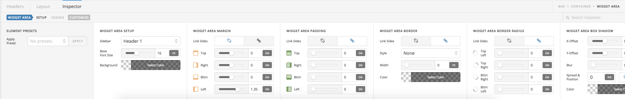 Widget Area Controls