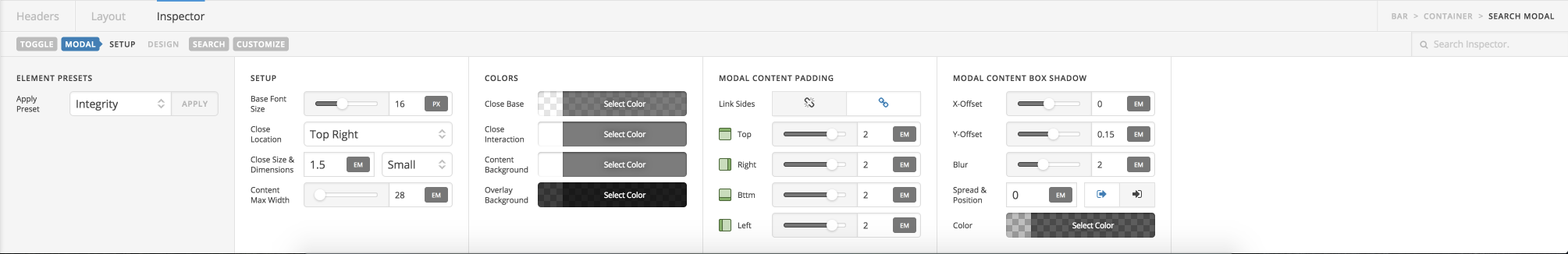 Modal Controls