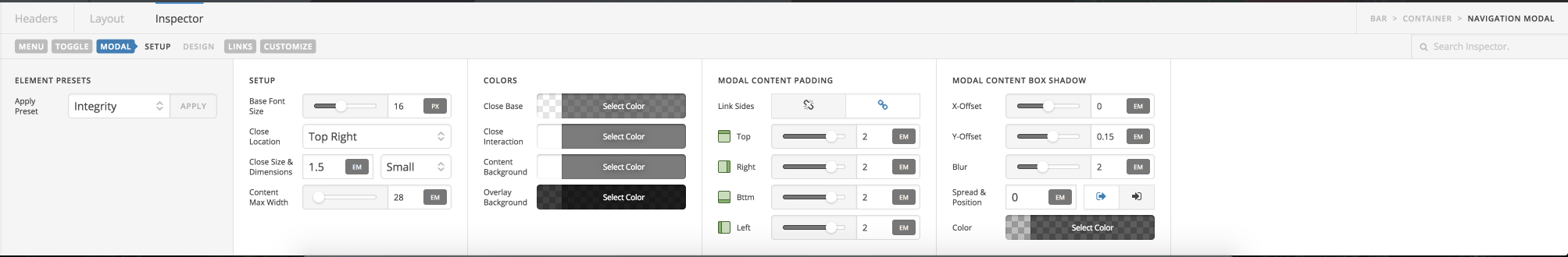 Modal Controls