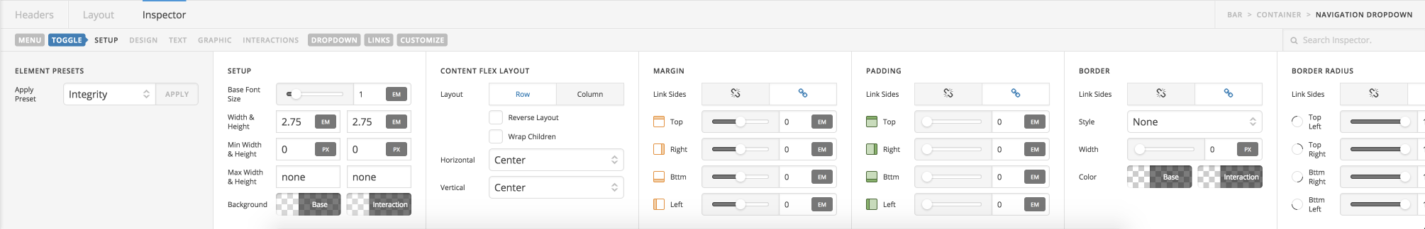 Toggle controls rendered