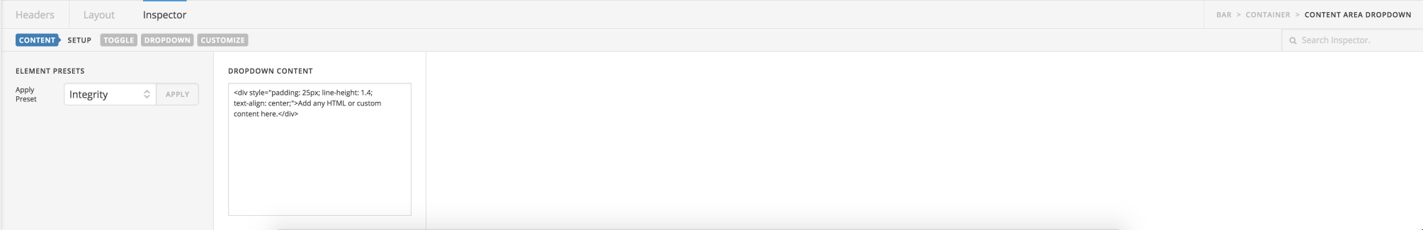 Content Area Dropdown Controls