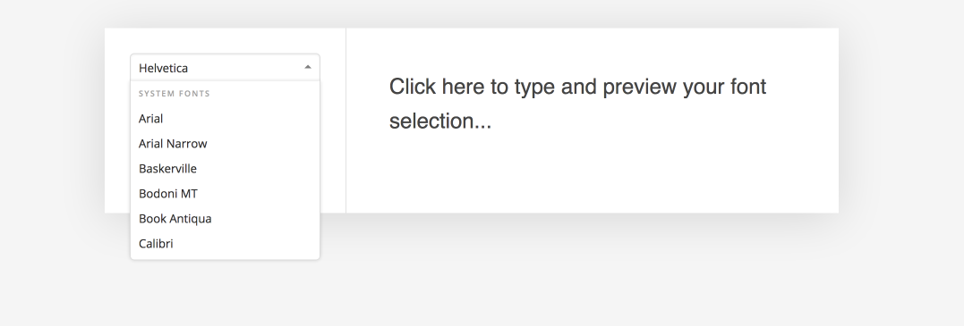 Fonts Dropdown