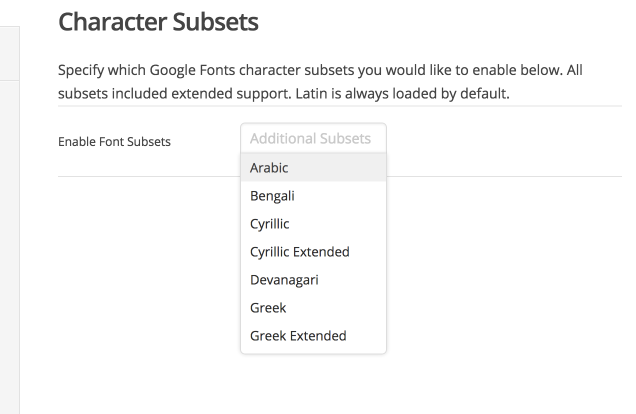 Character Subsets