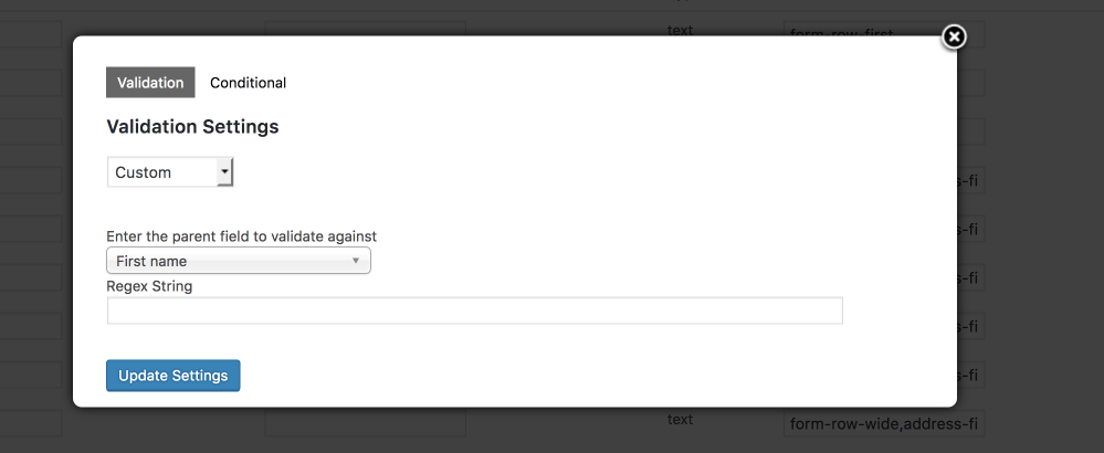 Custom Validation Options
