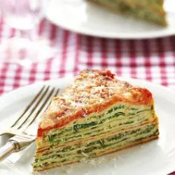 Torta panqueque espinaca queso