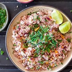 Ensalada de arroz con aceituna y pimentón thermomix