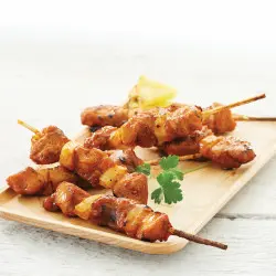 आलू duchesses साथ skewered चिकन करी
