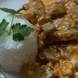 Pork stroganoff mei rys "thermomix"