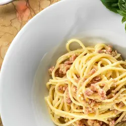 Spaguetti nei vegetarian carbonada "thermomix"