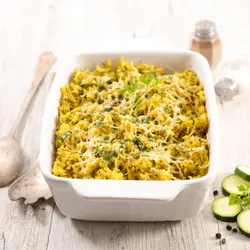 Mote-gratin und gemüse