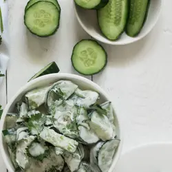 Gurke mit joghurt dressing und schalotten