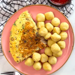 Gelbschwanz- omelett mit kartoffeln herzoginnen