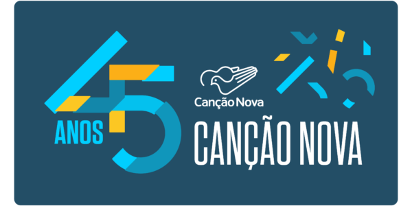 Imagem mostra a logo da Canção Nova 45 anos