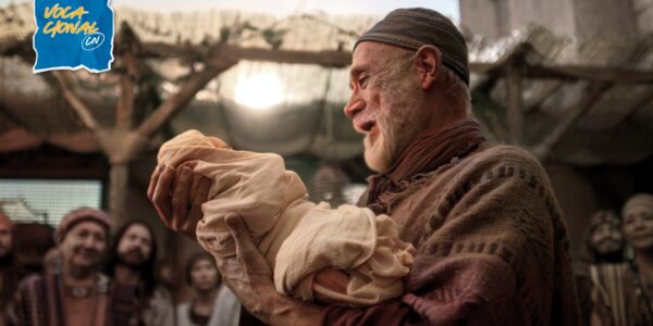 Zacarias segurando João Batista ainda bebê