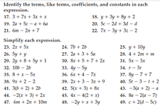 Printables Simplifying Algebraic Expressions Worksheets simplifying algebraic expressions ck 12 foundation