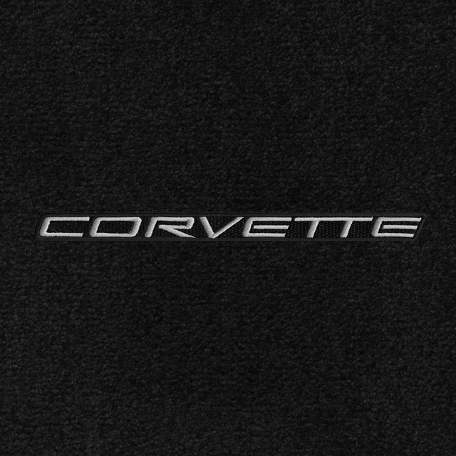 Corvette Word Applique Silver on Black