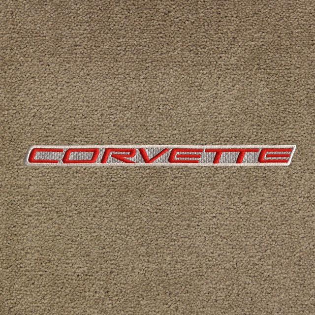 Corvette Word Applique Red on Beige