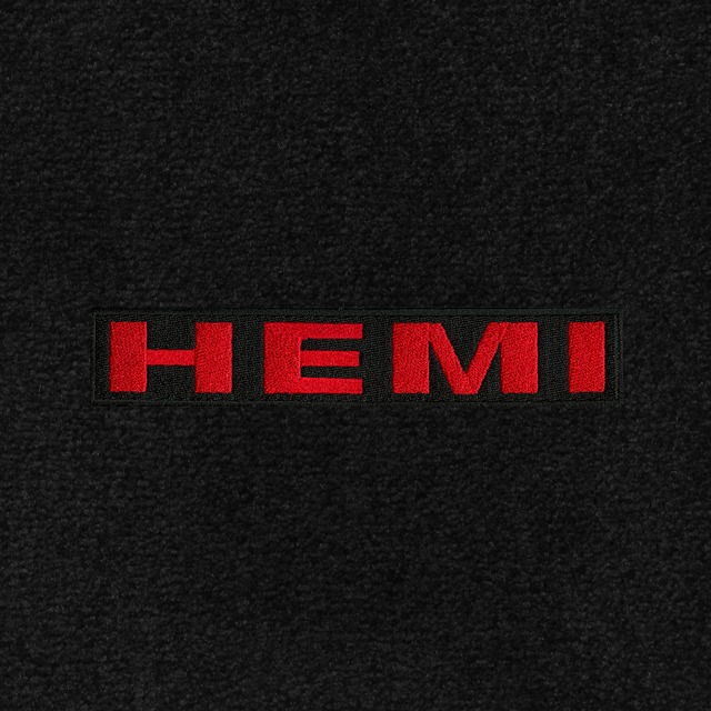 HEMI Logo Applique - Red Letters Black Background