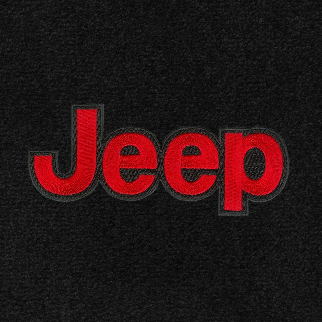 Jeep Letters Applique - Red Letters Black Background
