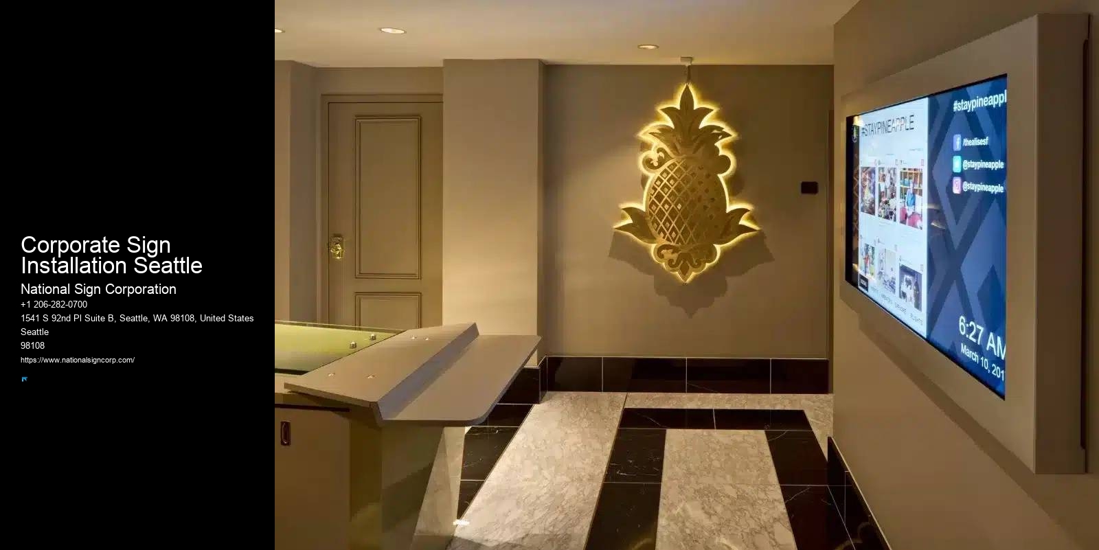 Led Lighting Board Installation Corporate Sign Installation Seattle