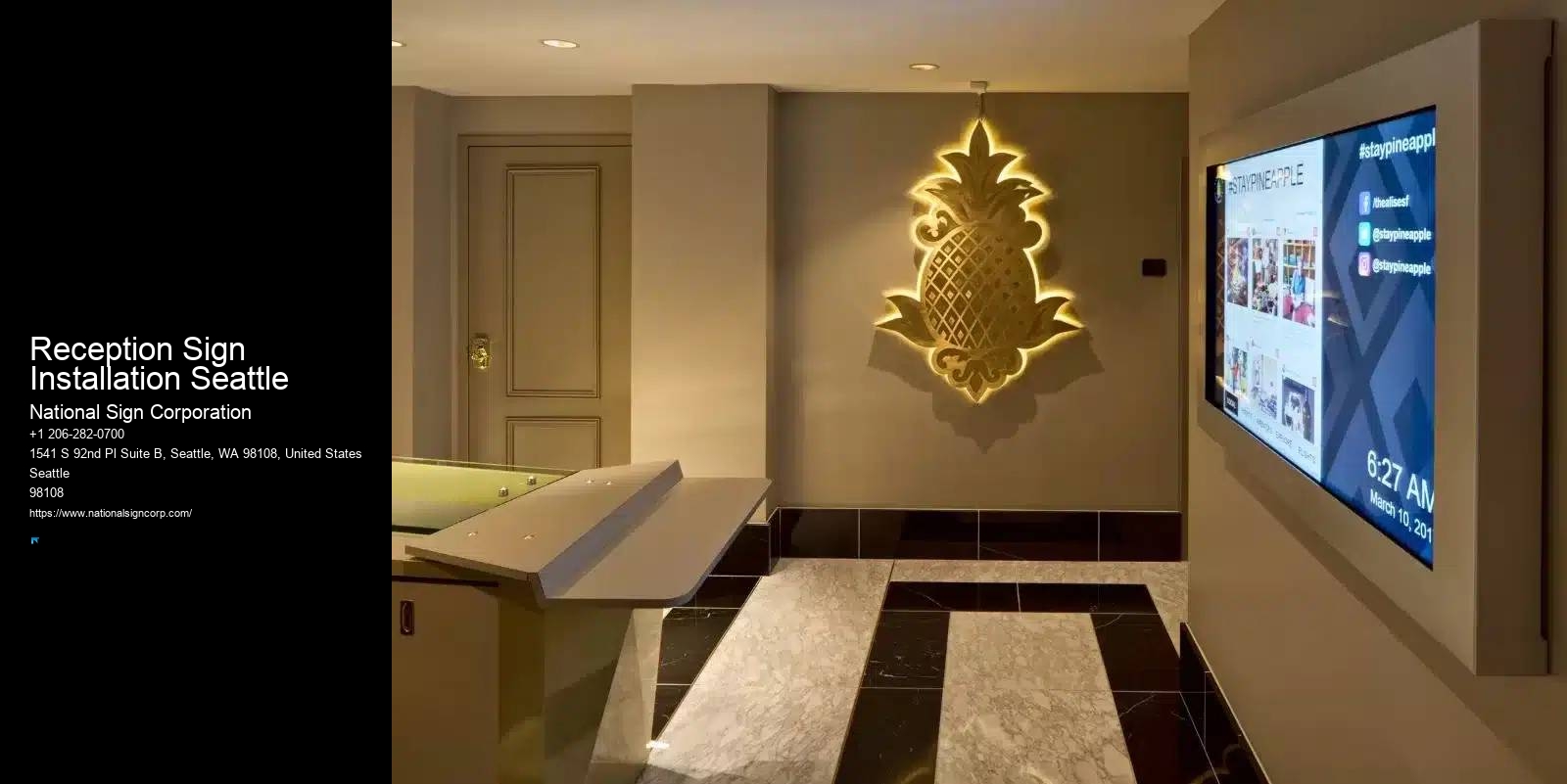 Reliable Wayfinding Signs Reception Sign Installation Seattle