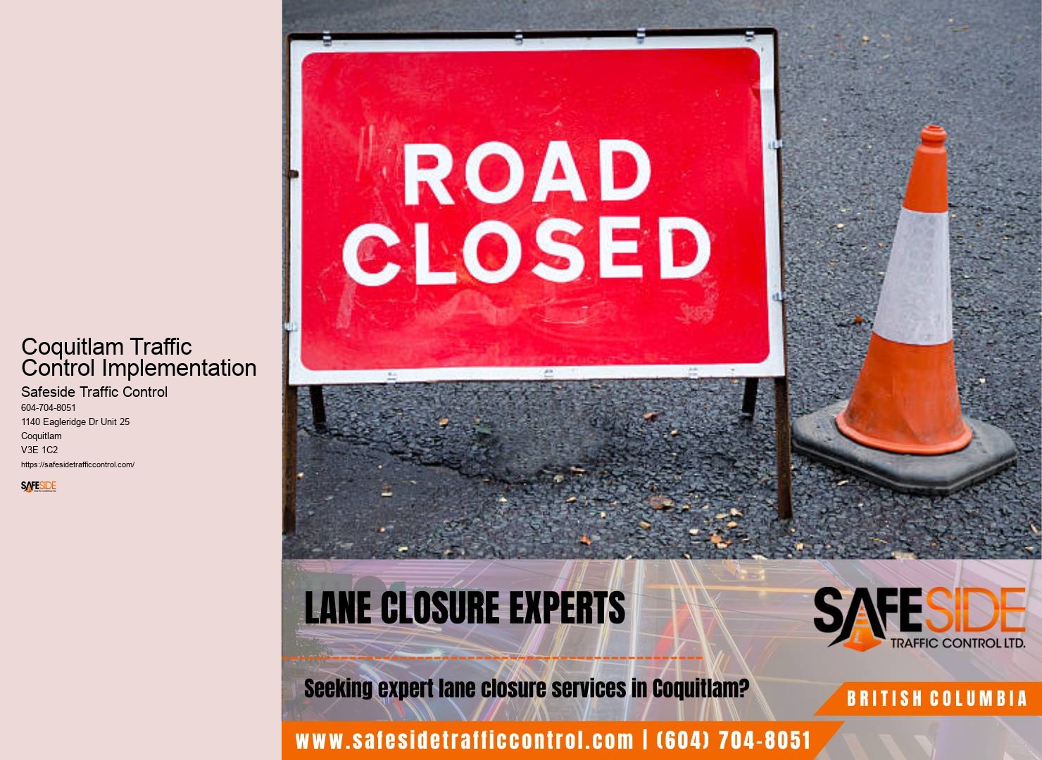 Accredited Traffic Control Devices Supplier Coquitlam Traffic Control Implementation