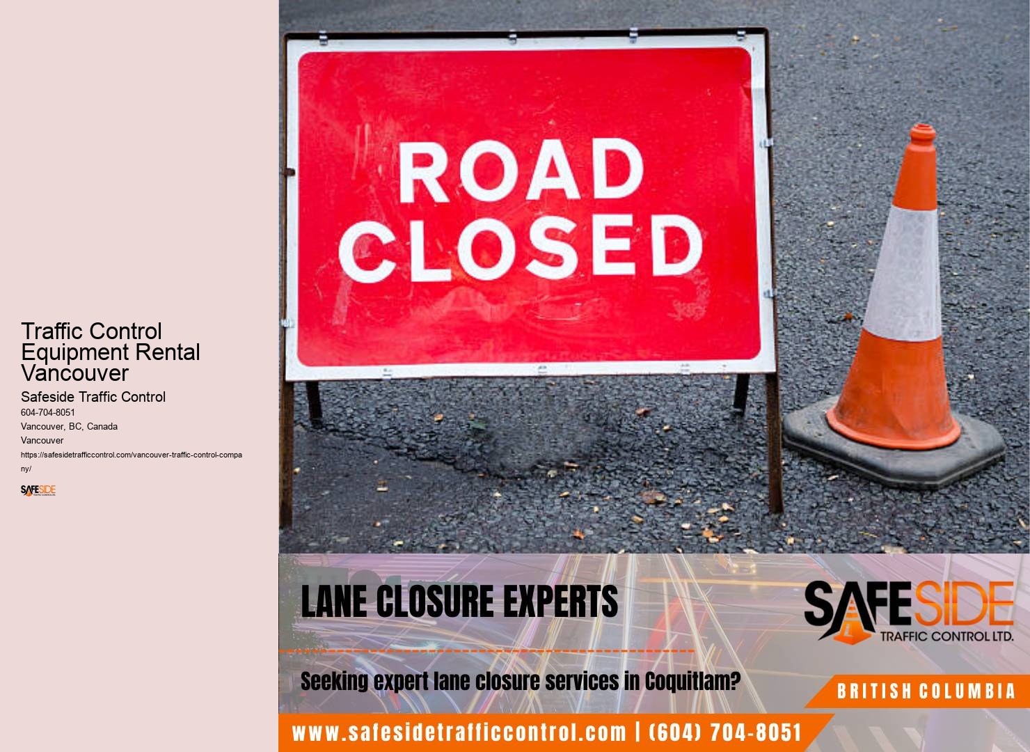 Traffic Control Equipment Rental Vancouver construction zone traffic control