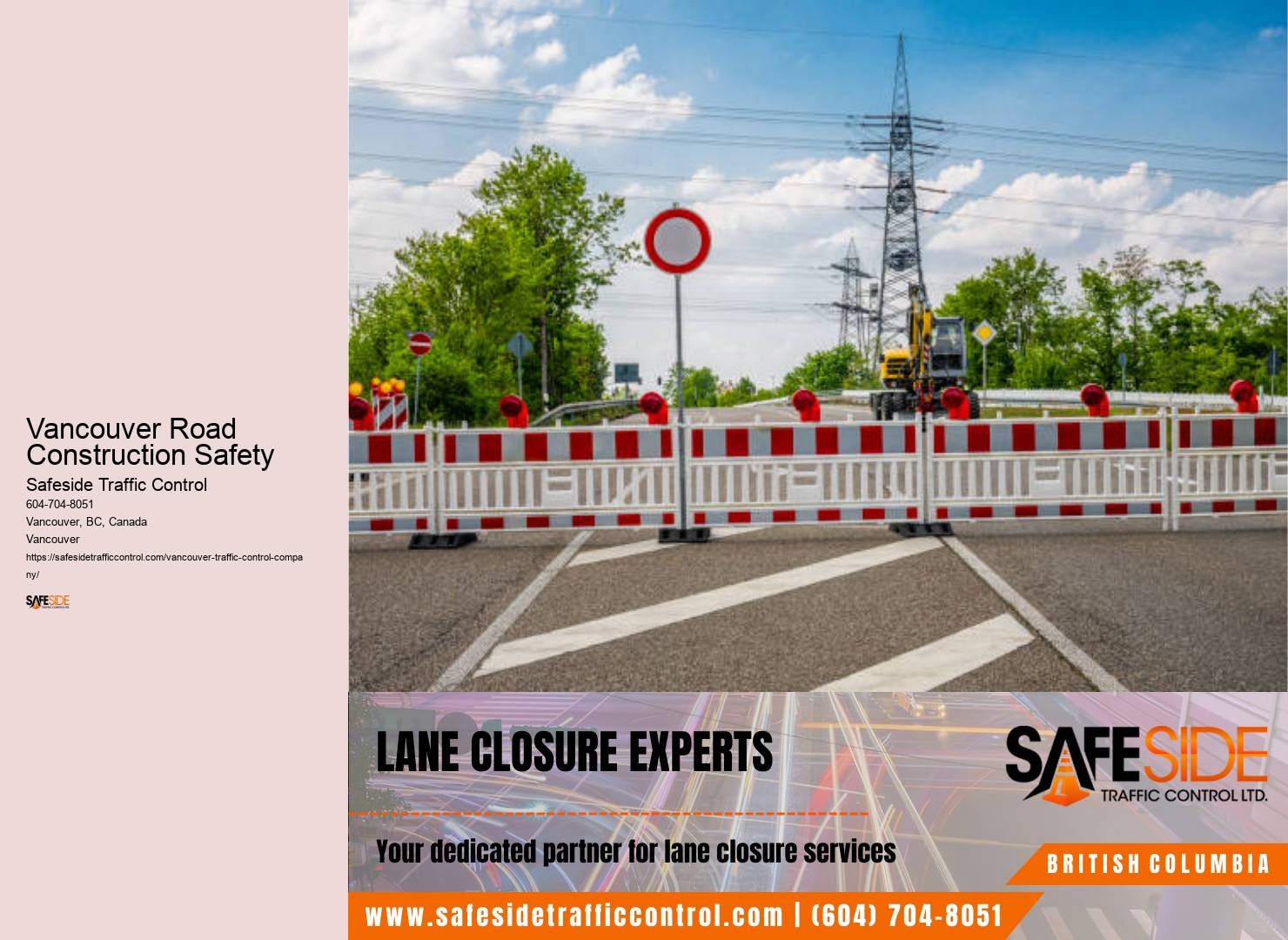 Traffic control flagging equipment leasing Vancouver Road Construction Safety