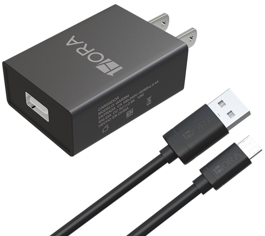 Cargador De Pared Dual Usb-A Con Cable Usb-C A Usb-A 24W En Blanco
