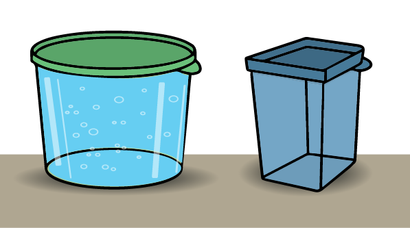 green container filled with water