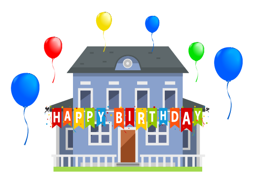 house with many balloons