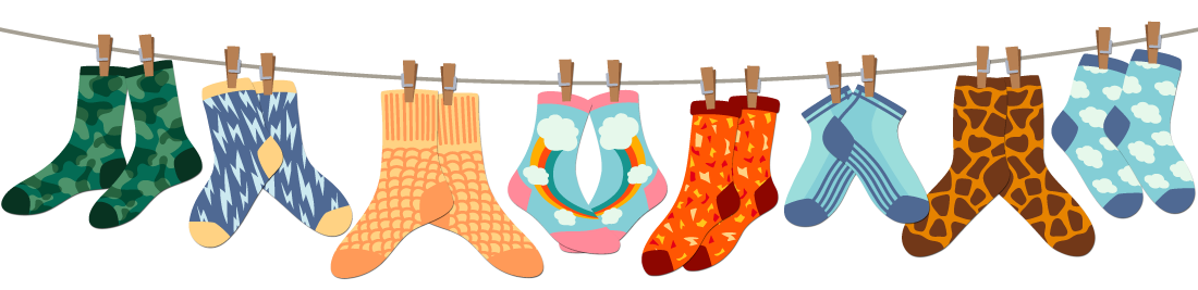 16 socks on a line, paired off by 2s, creating 8 pairs of socks
