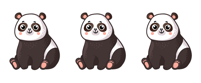three pandas