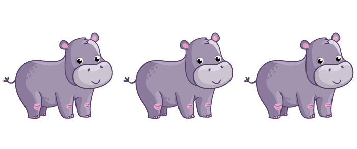 three hippos