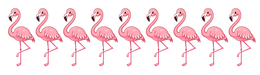 9 flamingos