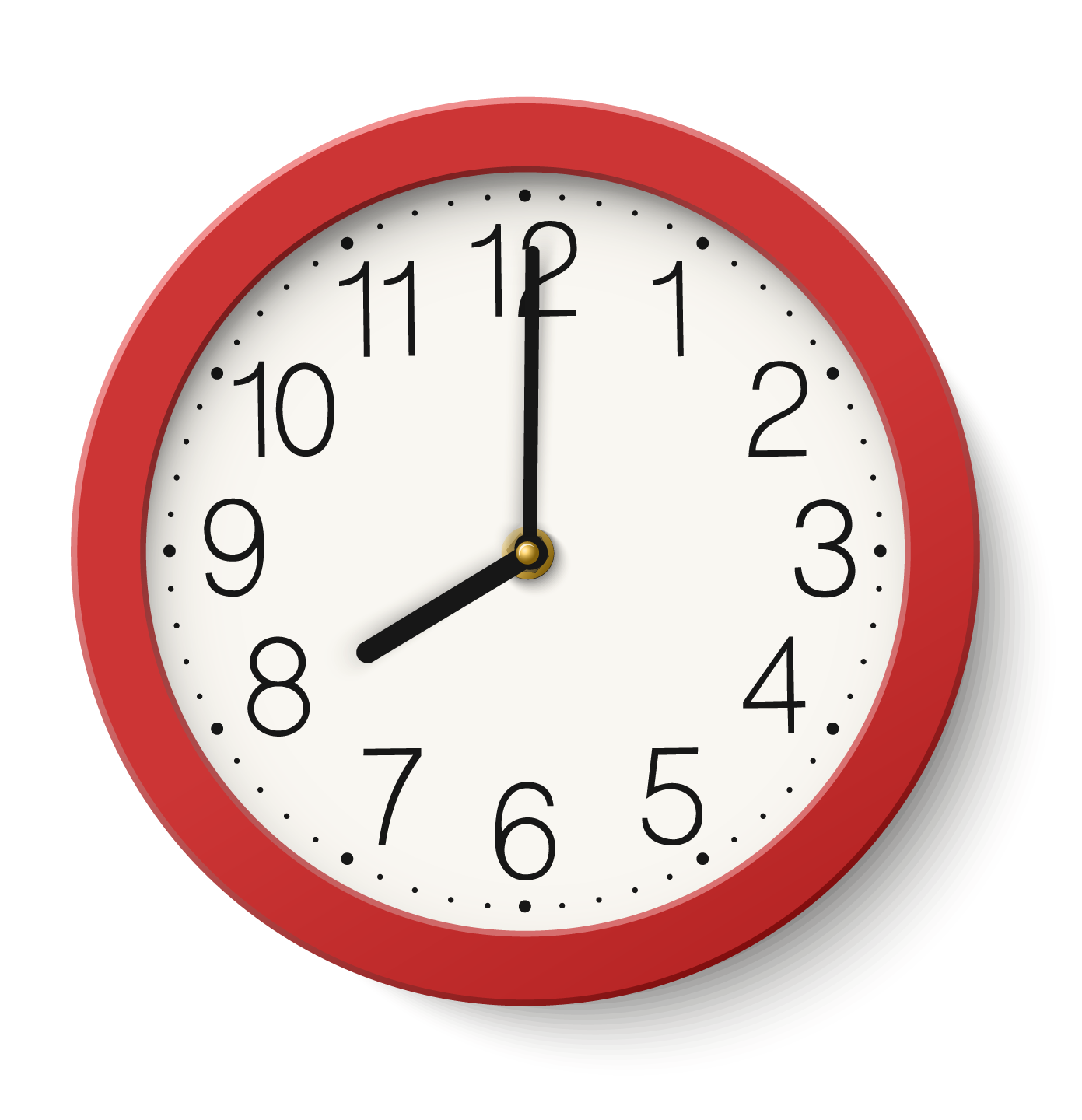 analog clock displaying 8:00