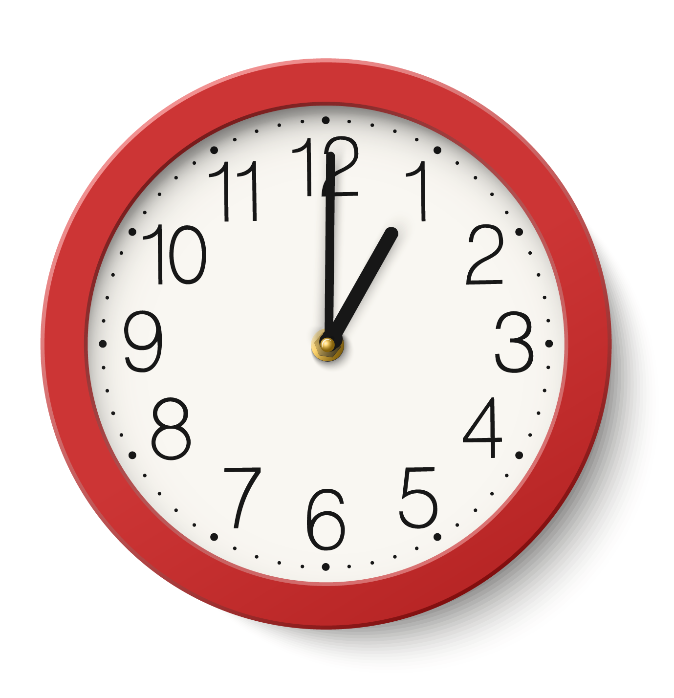 analog clock displaying 1:00