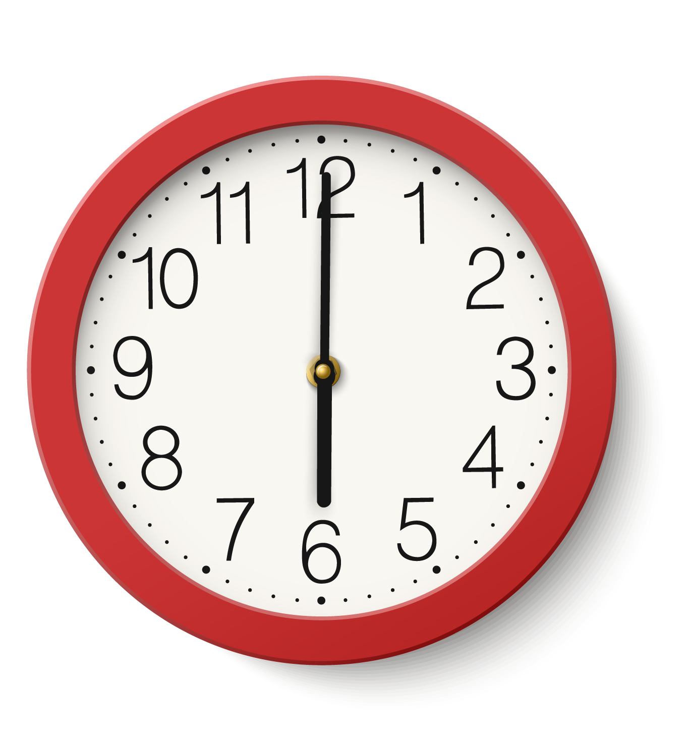 analog clock displaying 6:00
